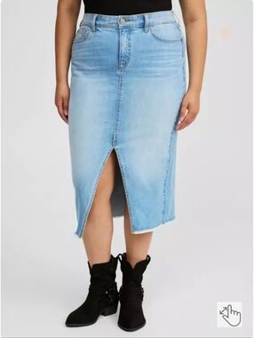 Torrid Light Blue Denim Midi Skirt with Front Slit